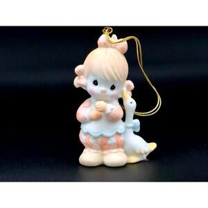 Precious Moments Porcelain Girl and Goose Ornament